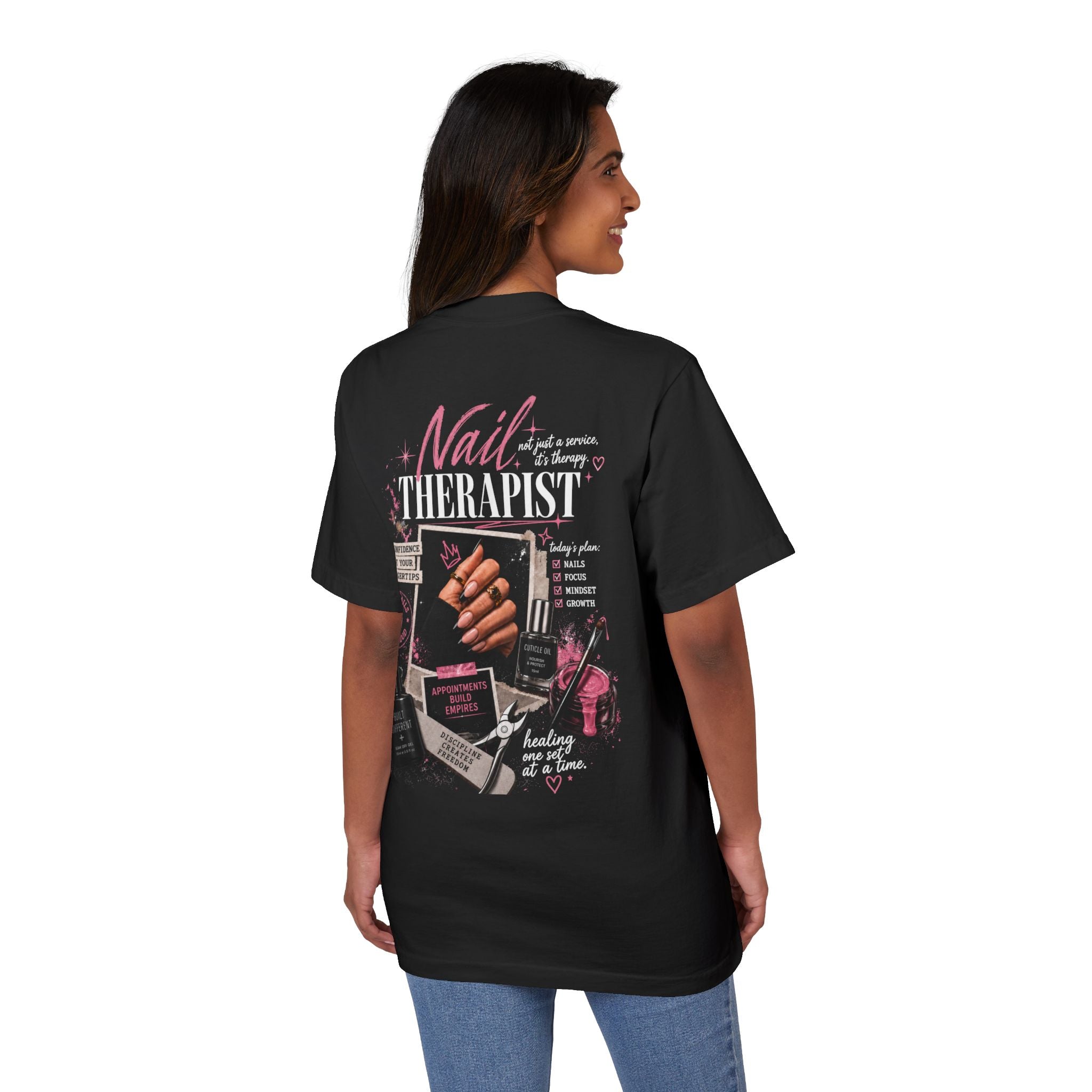 Nail Therapist Oversize T-Shirt — Nail Technician Graphic Tee (Salon Technician Gift)
