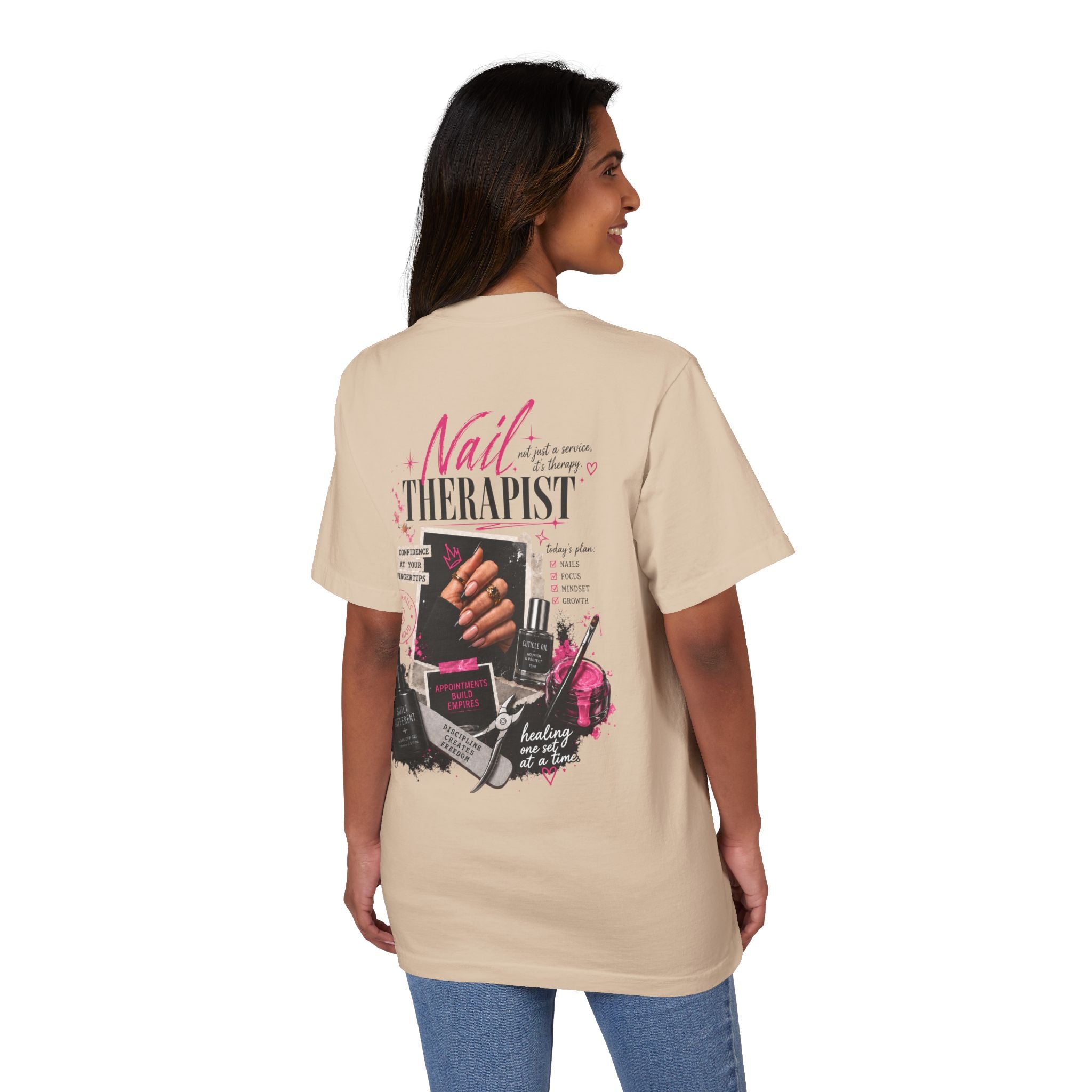 Nail Therapist Oversize T-Shirt — Nail Technician Graphic Tee (Salon Technician Gift)