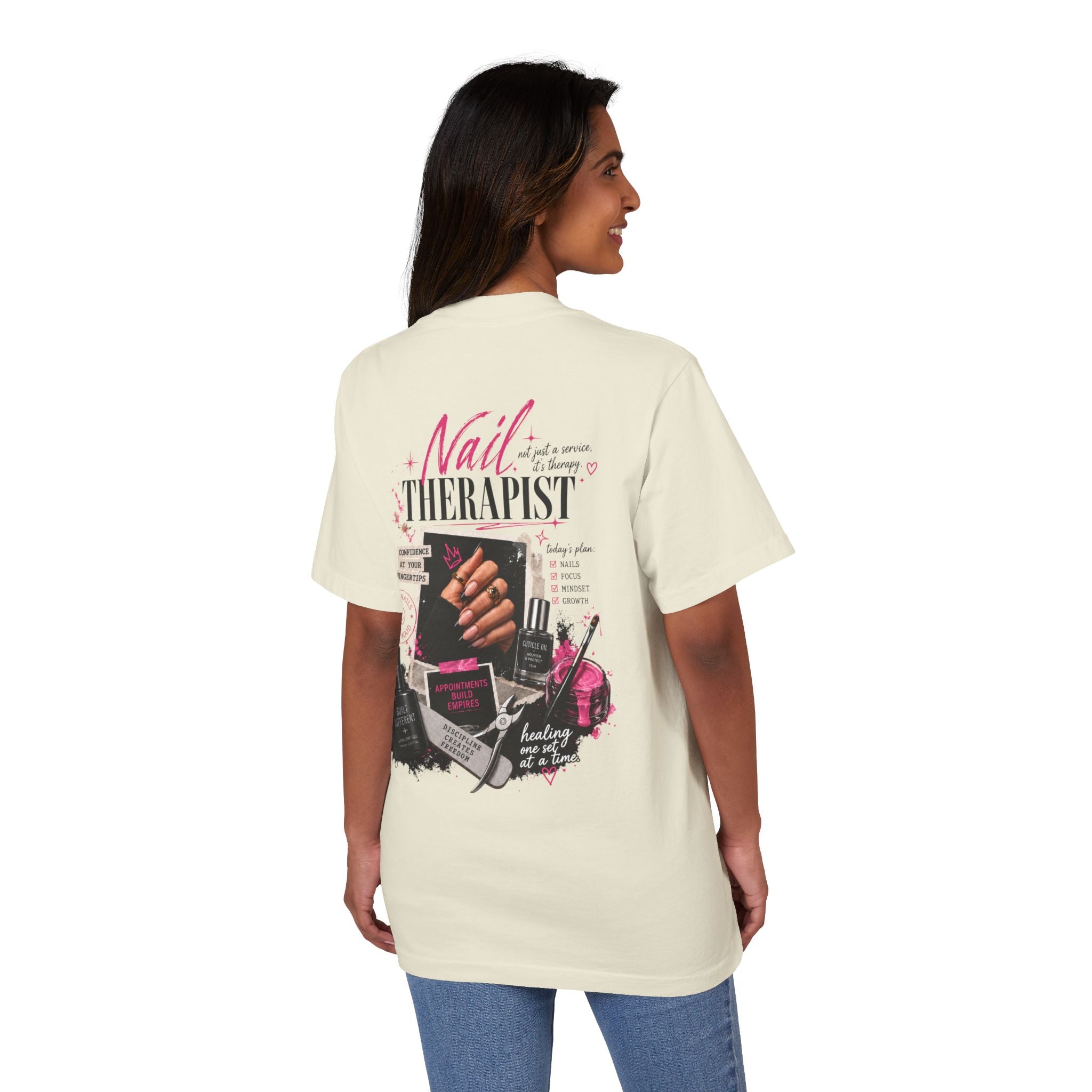Nail Therapist Oversize T-Shirt — Nail Technician Graphic Tee (Salon Technician Gift)